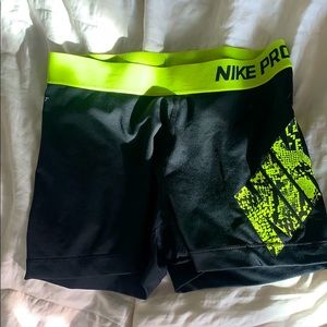 Black & neon nike pro shorts